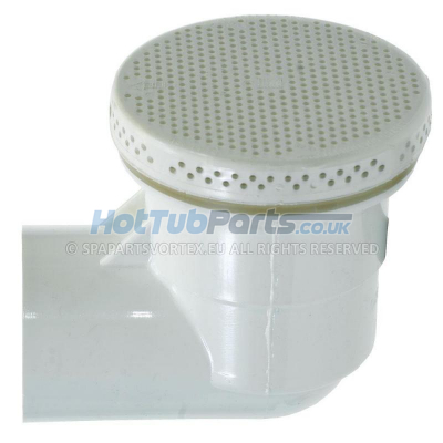 1.5 Inch Waterway Low Profile 90 Suction Drain, White